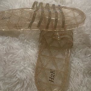 Gold sparkly slides
